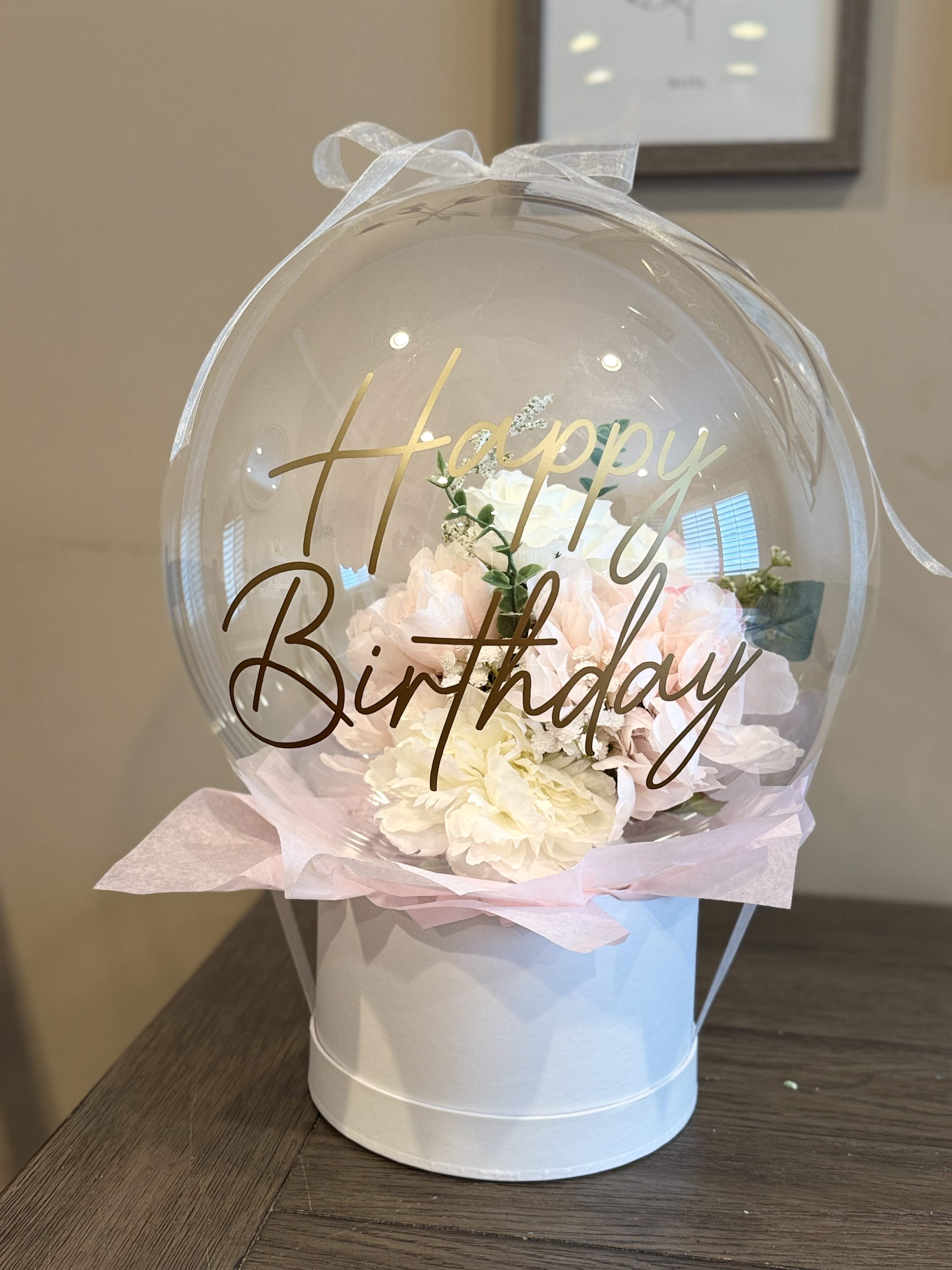 Happy Birthday bloom-filled gift balloon in a box