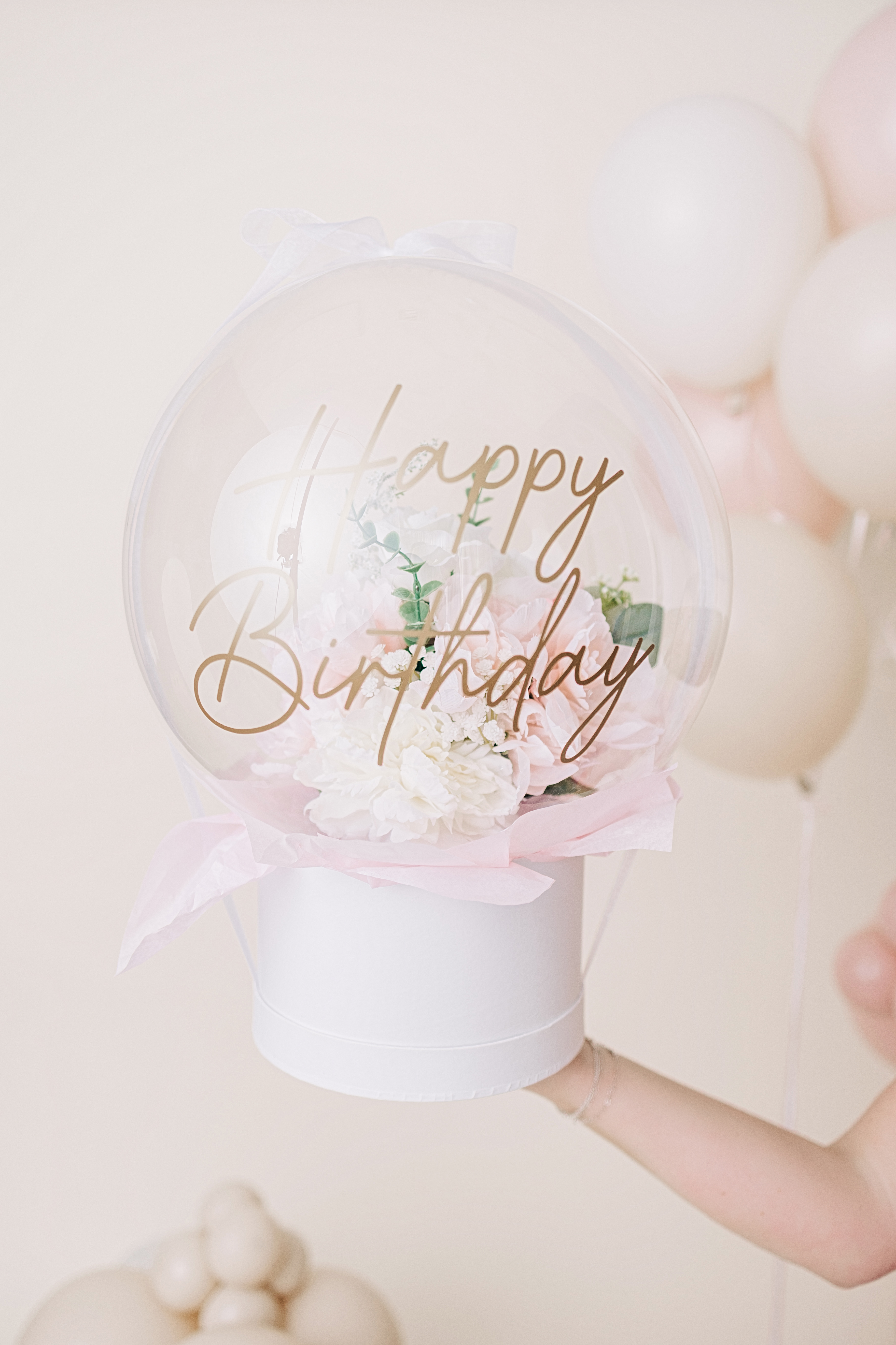 Happy Birthday stuffed gift balloon with florals